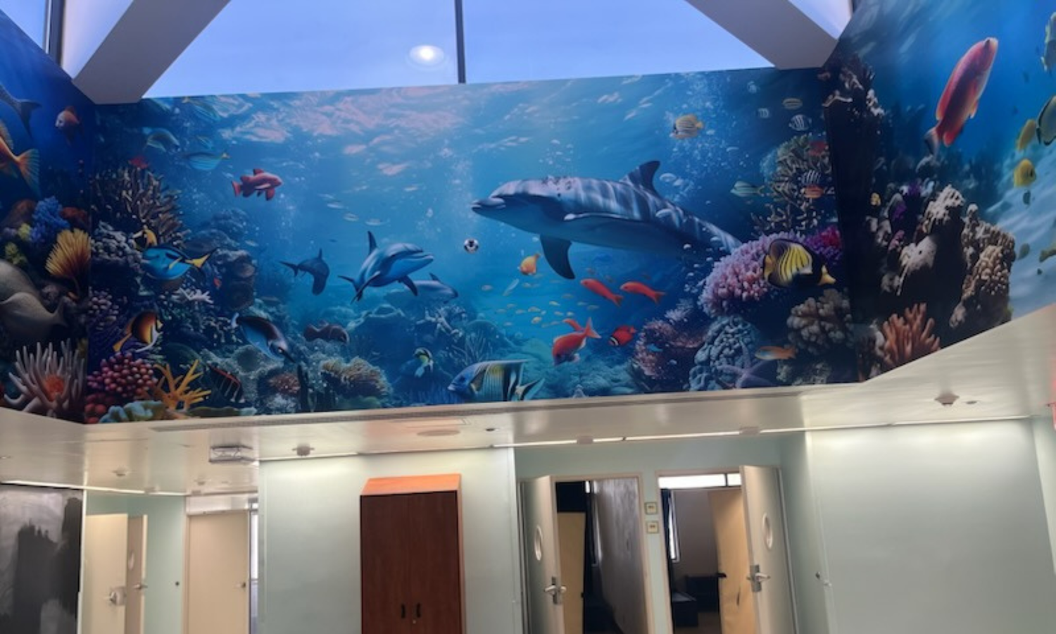 Dolphin Underwater Indoor Mural at Medical Center in Phoenix Arizona