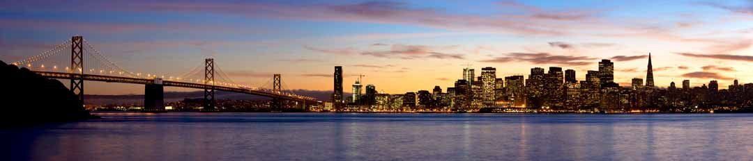 San Francisco mural with city lights at night, perfect for indoor and outdoor spaces.
