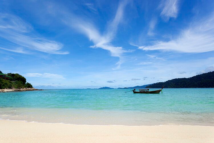 Ko Lipe beach mural with blue sky and clear waters, ideal for indoor and outdoor spaces.