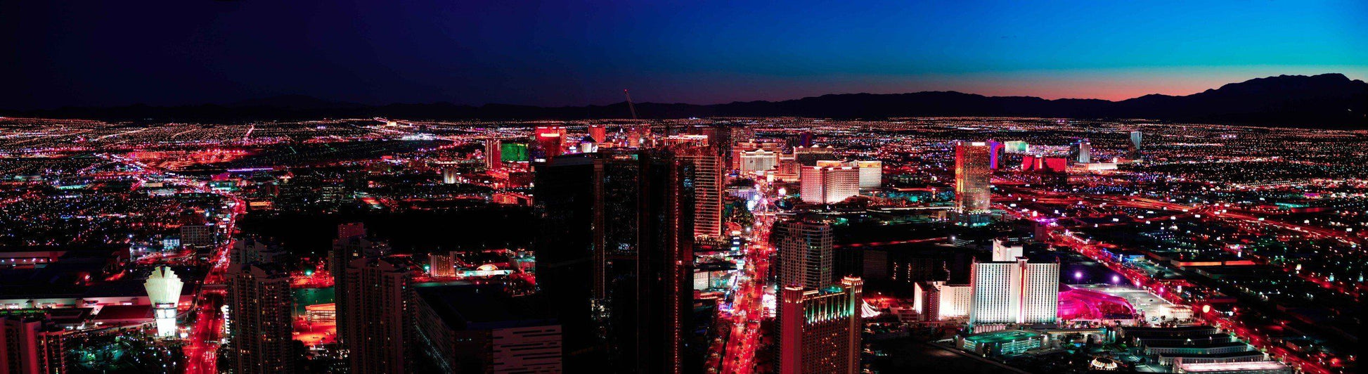 Panoramic Las Vegas city skyline mural, perfect for indoor and outdoor spaces.
