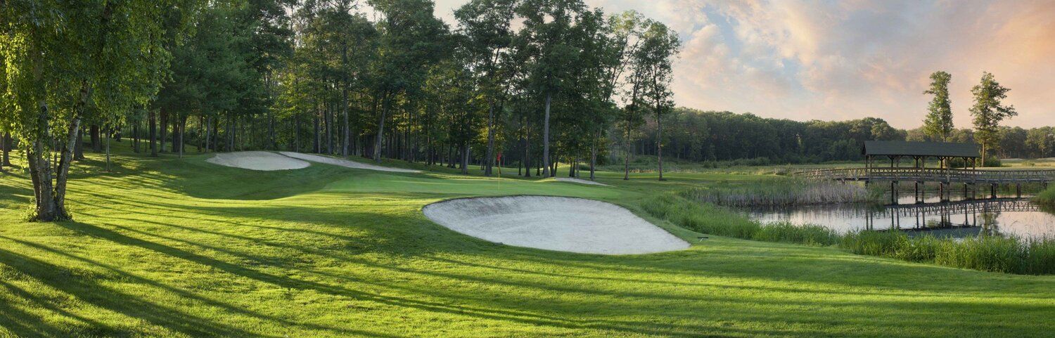 Madden's on Gull Lake mural with golf course, sand traps, and lake views for indoor or outdoor spaces.