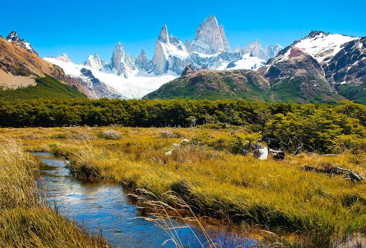 Monte Fitz Roy mural with towering peaks, ideal for indoor and outdoor spaces.