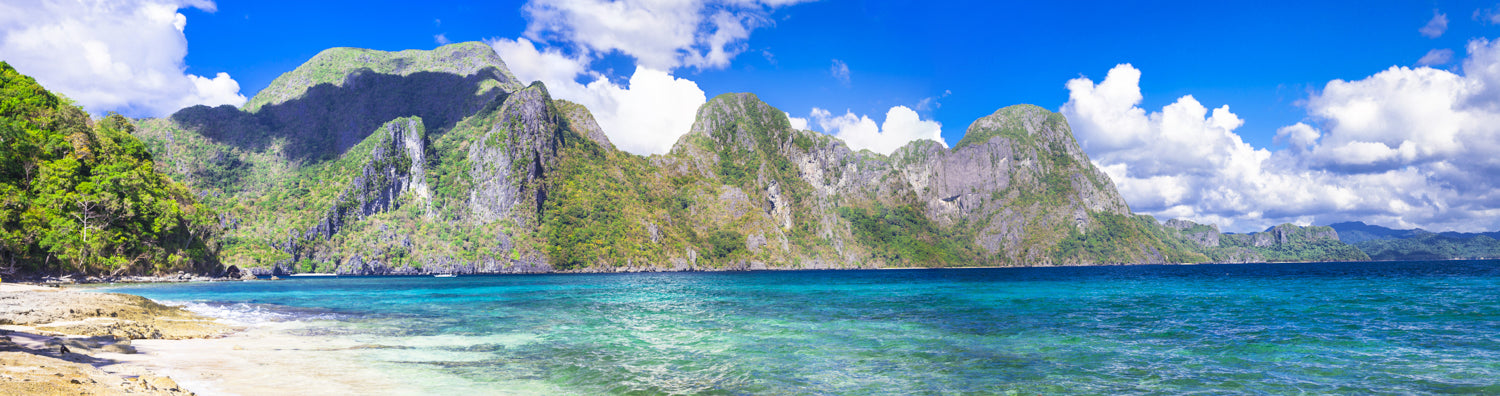 Panoramic mural of El Nido, Palawan islands, perfect for indoor and outdoor tropical ambiance.